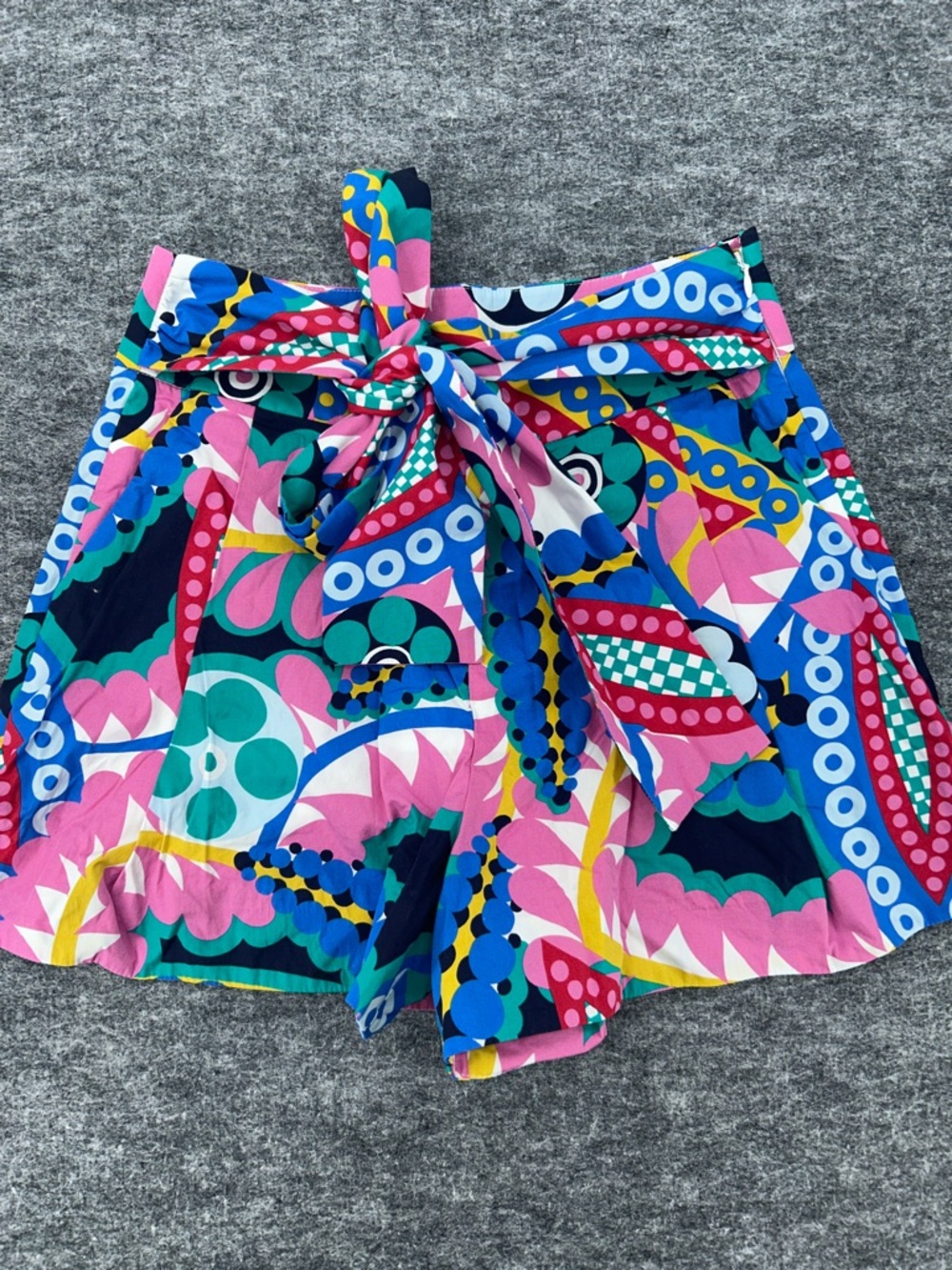 J. Crew Pink Blue Green Multi-Print Tie-Waist Skort - Picture 3 of 13